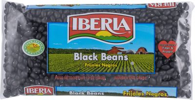 Iberia Black Beans, 12 Ounce (Pack of 24) Dry Beans, Bulk Dry Black Beans Bag, Fiber &amp; Protein Source, Farm Fresh# 1 Grade Black Beans