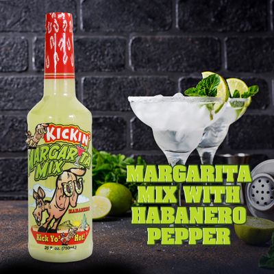 ASS KICKIN' - Margarita Mix with Habanero Pepper - 26oz. - Perfect Spicy Margarita Mix - Just Add Your Favorite Tequila, Pour in to Your Margarita Glasses and Enjoy
