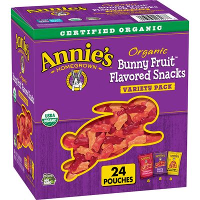 Annie&#39;s Organic Bunny Fruit Snacks, Gluten Free, Variety Pack, 24 Pouches