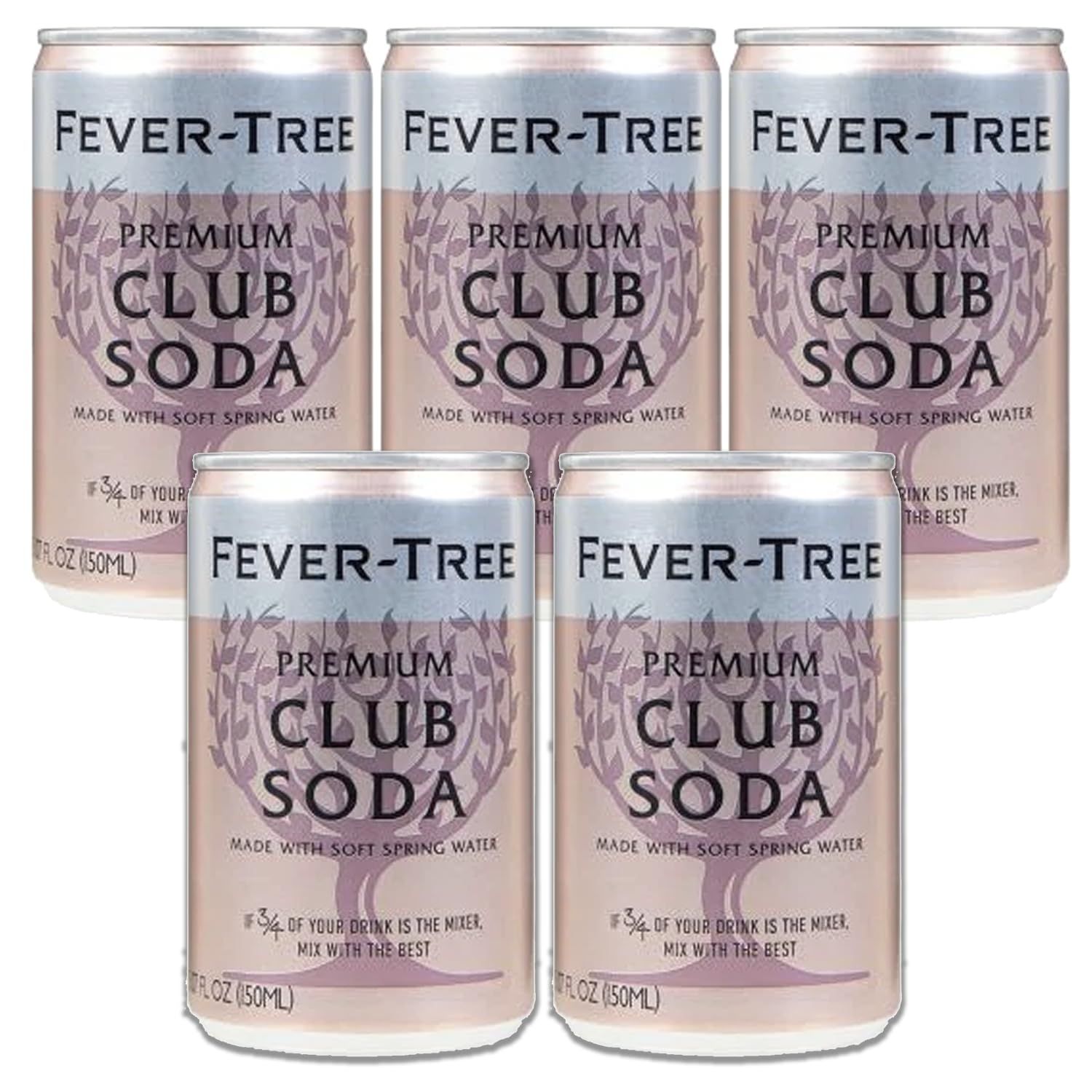 Fever Tree Premium Club Soda - Premium Quality Mixer &amp; Soda - Refreshing Beverage for Cocktails &amp; Mocktails 150ml Cans