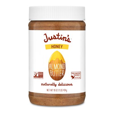 Justin&#39;s Honey Almond Butter, No Stir, Gluten-free, Non-GMO, Responsibly Sourced, 16 Ounce Jar