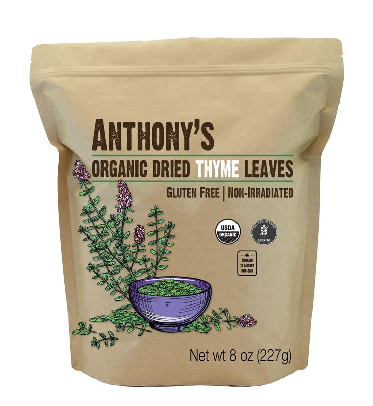 Anthony&#39;s Organic Dried Thyme Leaves, 8 oz, Gluten Free, Non Irradiated, Non GMO