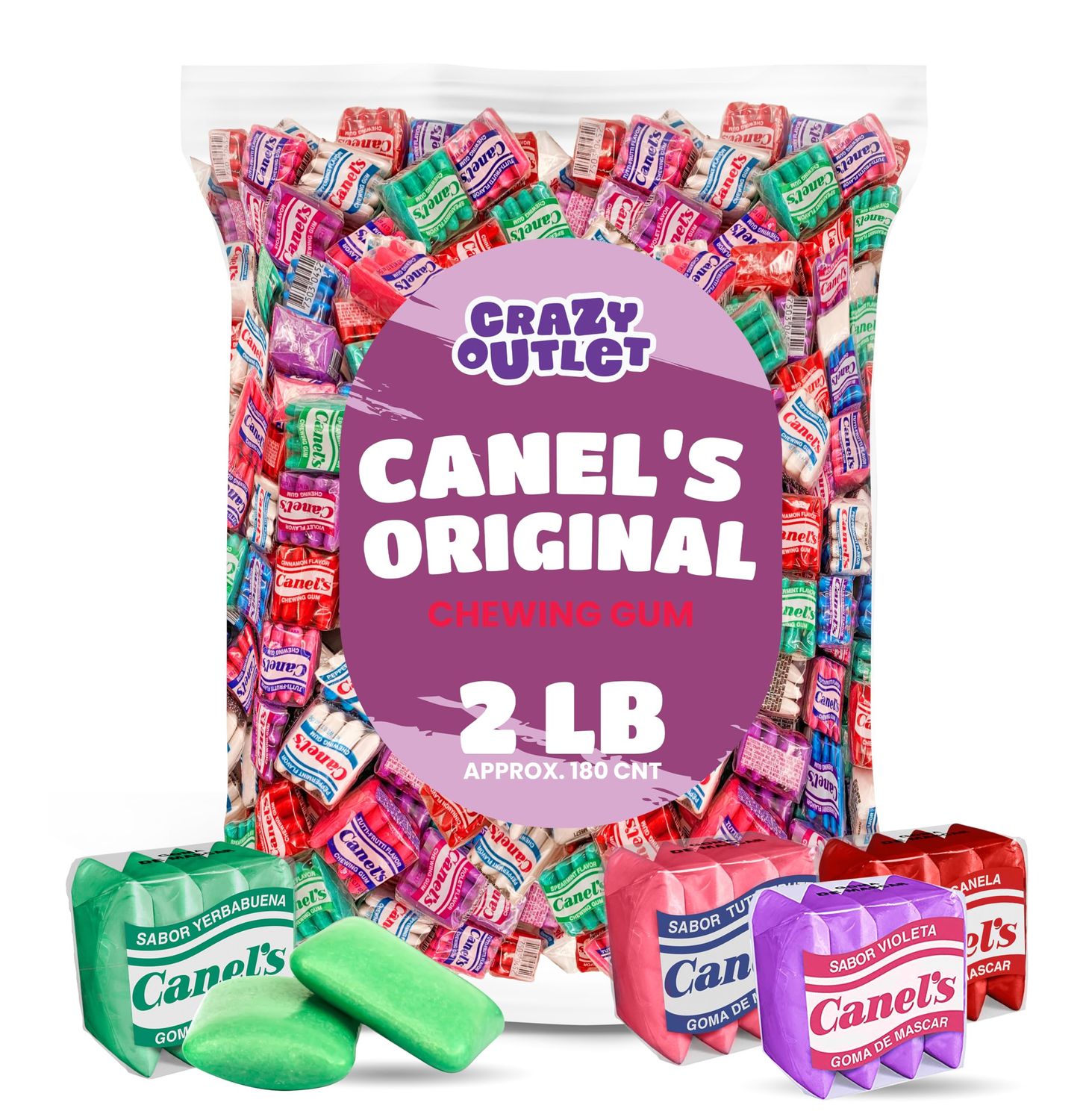 Canel&#39;s Original Chewing Gum 2-Pound Bulk Pack (About 180 Count) Assorted Flavors