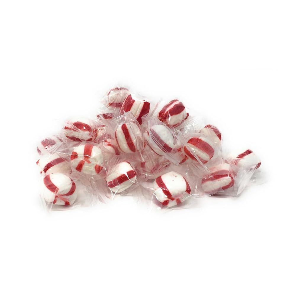 Soft Mint Puffs Bulk - 4LB Bag Individually Wrapped Mind Candies -Peppermint White and Red Candy Puffs - Perfect for Parites, Birthdays, Celebrations, Weddings, Halloween - Sweet Candy Mint