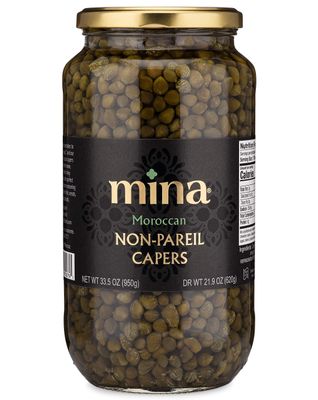 Mina Capers Non Pareil 33.5 oz, Perfect Mediterranean Seasoning or Garnish, Moroccan Capers Jar, Made with only Capers, Water, Vinegar and Sea Salt, Non GMO, Keto, Vegan, Gluten Free