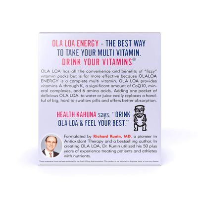 Ola Loa Energy Cran-Raspberry Multi Vitamin Drink Mix - Amino Energy Powder, Gluten Free, Detox, Dairy Free, Caffeine Free - Drink Your Vitamins for The Rigors of Daily Life - 30 Packets (8.25oz)