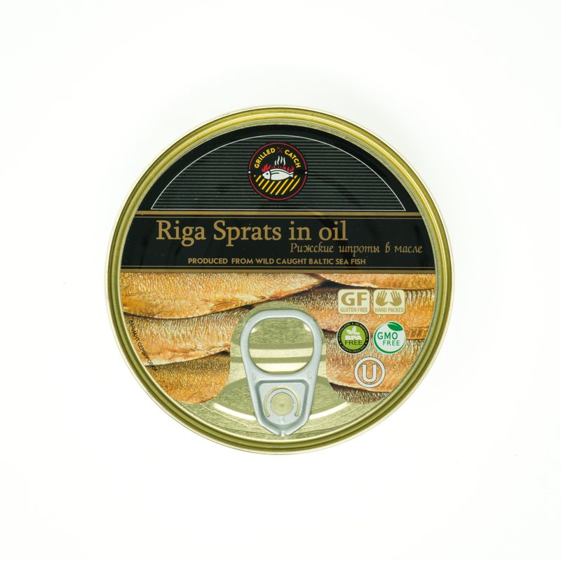 Sprats Riga Smoked (12 Pack) Gold Star 5.6 oz Tins in Vegetable Oil Product of Latvia, Kosher