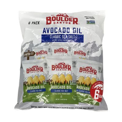 Boulder Canyon Avocado Oil Sea Salt Potato Chips 6 Count, 1.25 OZ