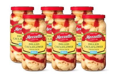 Mezzetta Dilled Cauliflower Fresh Pack Mild | Gluten Free, Keto | 16 Fluid Ounce Jar (Pack of 6)