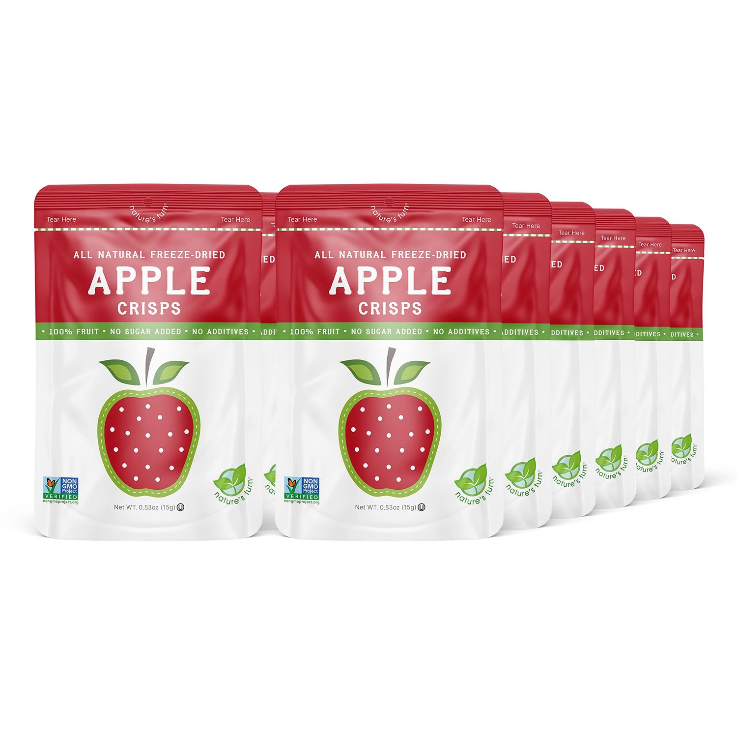Nature&#39;s Turn Freeze-Dried Fruit Snacks, Apple Crisps, Pack of 12 (0.53 oz Each)