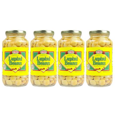 Ziyad Brand Premium Lupini Beans Snack, High Plant Protein, Keto, Mediterranean Diet, Non Perishable, Vegan, Vegetarian, 16 oz Pack of 4