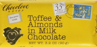 Chocolove Milk Chocolate, Toffee/Almond, 3.2 Ounce (Pack of 12)