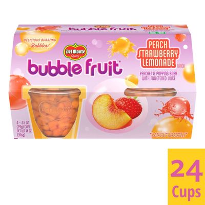 Del Monte Bubble Fruit Cup Snacks, Peach Strawberry Lemonade, 3.5 Oz, (Pack of 6, 24 Count Total)