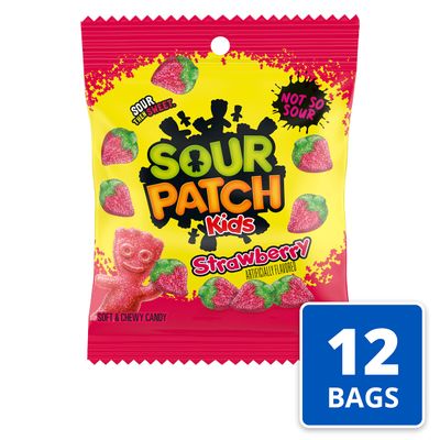 SOUR PATCH KIDS Strawberry Soft &amp; Chewy Candy, Bulk Candy, 12 - 3.6 oz Bags