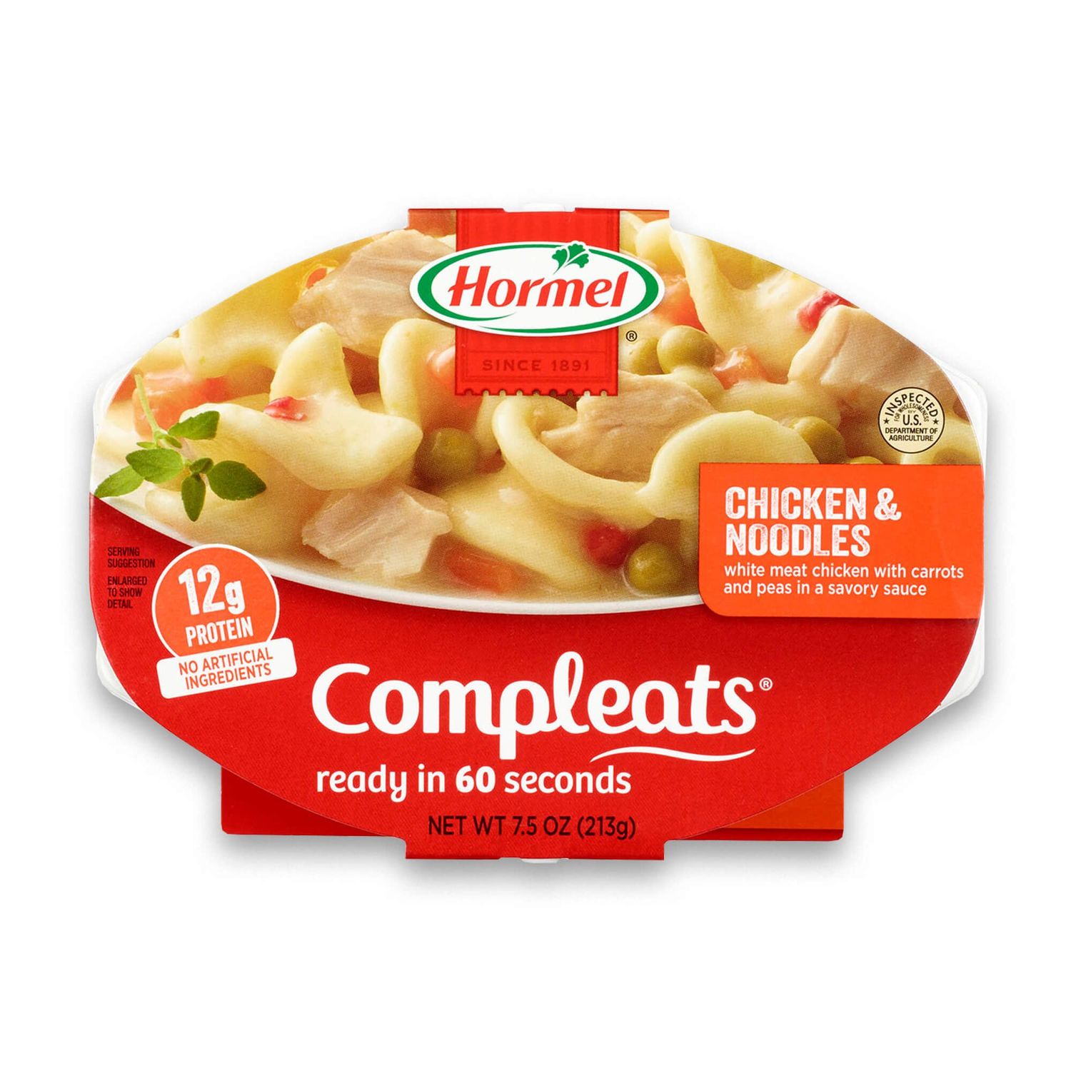 HORMEL COMPLEATS Chicken &amp; Noodles Microwave Tray, 7.5 Ounces (Pack of 7)