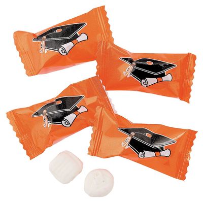 Graduation Buttermints, Graduation Party Candy, Candy Buffet, 108 Pieces, Individually Wrapped Pieces (Orange)