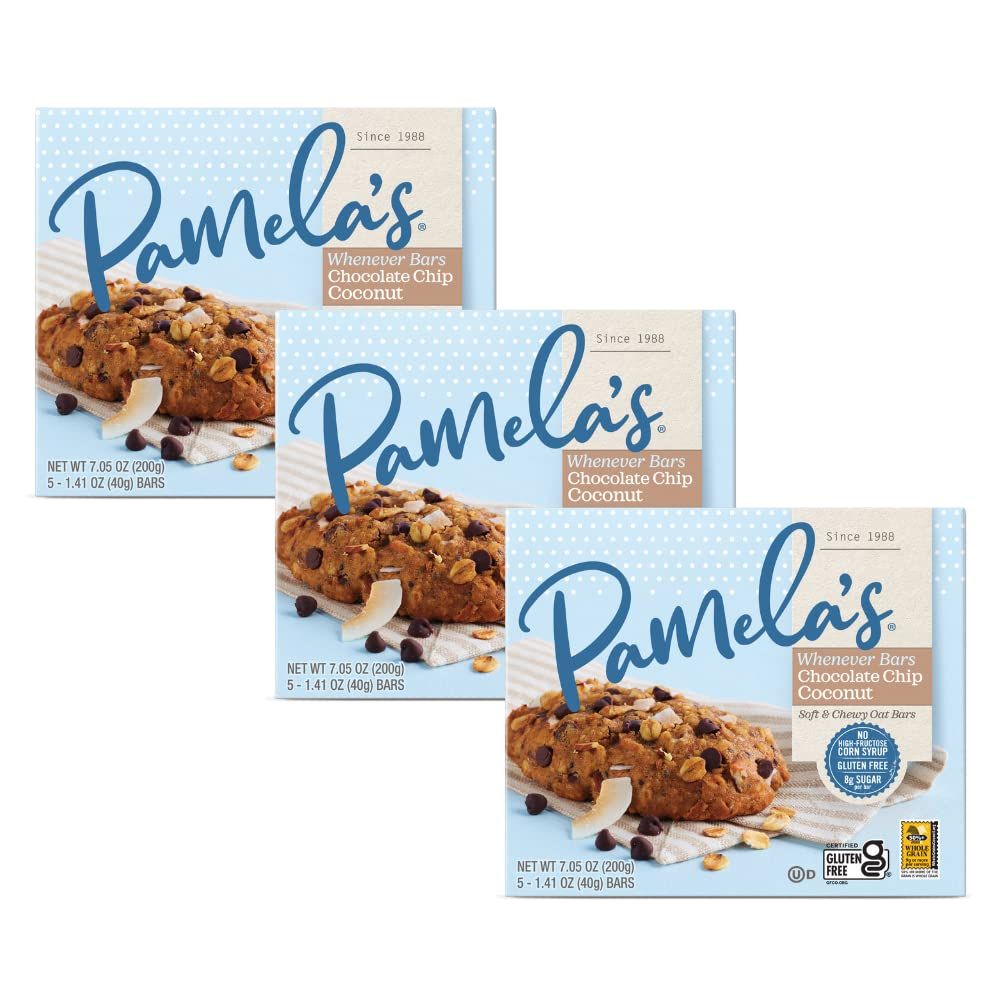 Pamela&#39;s Products Gluten Free Whenever Bars (Oat Choc Chip Coconut, Pack of 3)