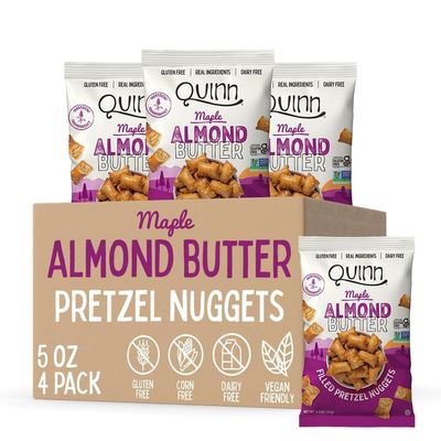 Quinn Gluten Free Maple Almond Butter Filled Pretzel Nuggets - Made with Real Ingredients, Whole Grain Sorghum, Sea Salt, Vegan, Dairy Free, Non-GMO - 5 Oz (Pack of 4)