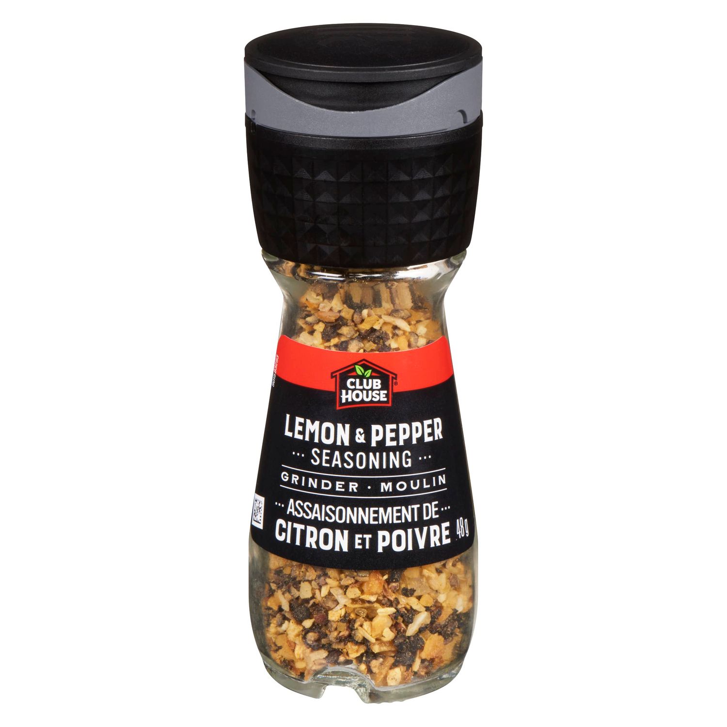 Club House, Herbs &amp; Spices, Lemon &amp; Pepper Seasoning, Grinder, 48g (Imported from Canada)