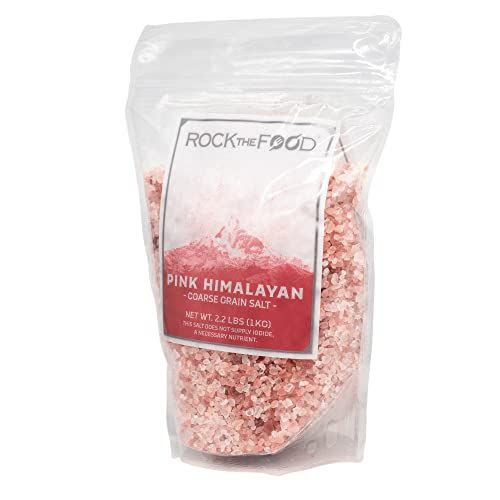 Rock The Food | Pink Himalayan Salt Bulk, 2.2 lb Coarse Grain | For Table Salt in Grinders or Spice Jars | Bath Salt | Gourmet Pure Crystal | 100% Natural &amp; Kosher Certified