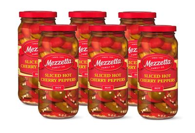 Mezzetta Sliced Hot Cherry Peppers | Gluten Free, Keto, Kosher | 16 Fluid Ounce Jar (Pack of 6)