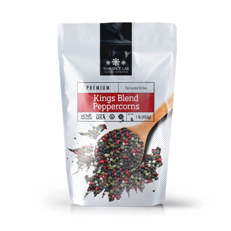 The Spice Lab Rainbow Peppercorns - Mixed Peppercorns Whole - 1 Pound Resealable Bag - Kings Peppercorn Medley - All Natural OU Kosher Gluten Free - Rainbow Peppercorns For Grinder Refill