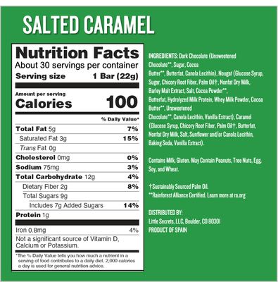 Little Secrets Dark Chocolate Nougat Bars | 30 Snack Bars | Made in Europe | Nothing Artificial & No Sugar Alcohols | Sustainable Cocoa | 3.9 Ounce, Pack of 6