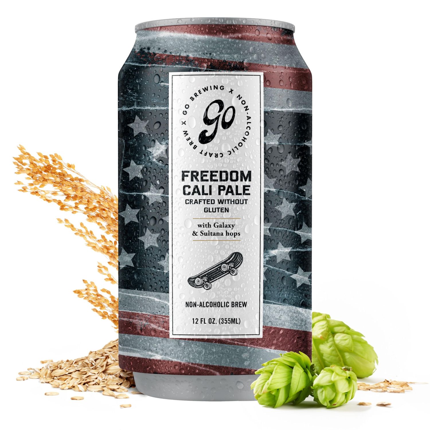 Go Brewing Non-Alcoholic Brew, crafted without Gluten, Freedom Cali Pale, Low Calorie, Alcohol-Alternative Beverages, Small Batch NA Craft Brew, 12 Fl Oz Cans, 12 Pack