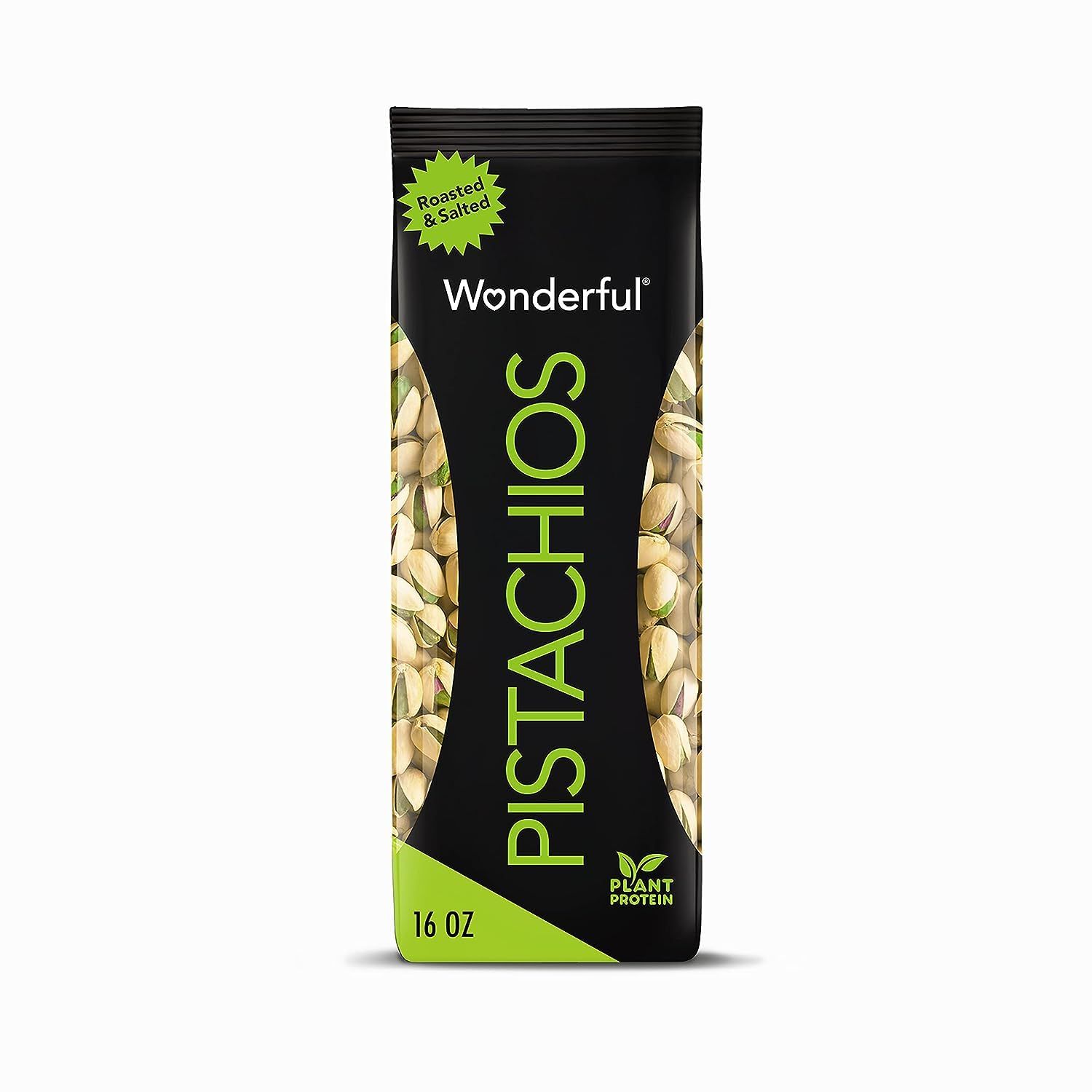 Wonderful Pistachios In Shell, Roasted &amp; Salted Nuts, 16 Ounce Bag, Protein Snacks, Gluten Free, Healthy Snack