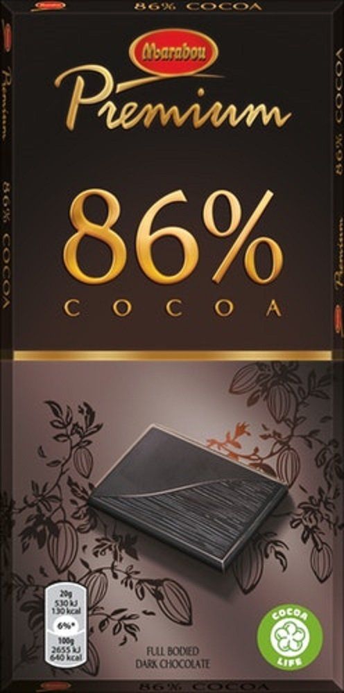 2 Bars x 100g of Marabou Premium - Original - Swedish - Dark Chocolate - 86% Cocoa