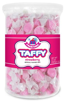 Fairtime Taffy Bulk Pink Candy for Candy Buffets, Strawberry Taffy, Strawberry Candy, Bulk Candy, Pinata Candy, Individually Wrapped Candy - Kosher Candy, 21 Ounce Tub