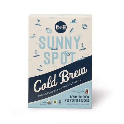 Grounds &amp; Hounds Sunny Spot Cold Brew Pouches - 100% Organic Cold Brew Coffee, Ready to Brew Cold Brew Coffee Bags, Includes 4 Pouches, Each Pouch Makes 24oz of Cold Brew Coffee