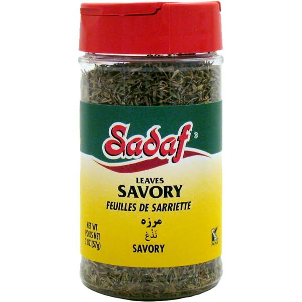 Sadaf Savory Leaves - Dried Savory Leaves for Cooking and Food Seasoning - Aromatic and Flavorful Herb - Savory Seasoning - Kosher &amp; Vegetarian - 2 oz Pet Bottle Shaker Top