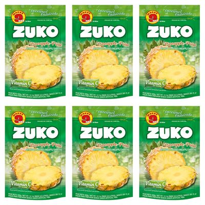ZUKO Pineapple Instant Powder Drink, Family Pack, No Sugar Needed, Vitamin C, Family Pack 14.1 Oz (Pack of 6)