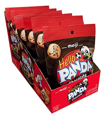 Meiji Hello Panda Cookies, Chocolate Crme Filled - 2.2 oz, Pack of 6 - Bite Sized Cookies with Fun Panda Sports