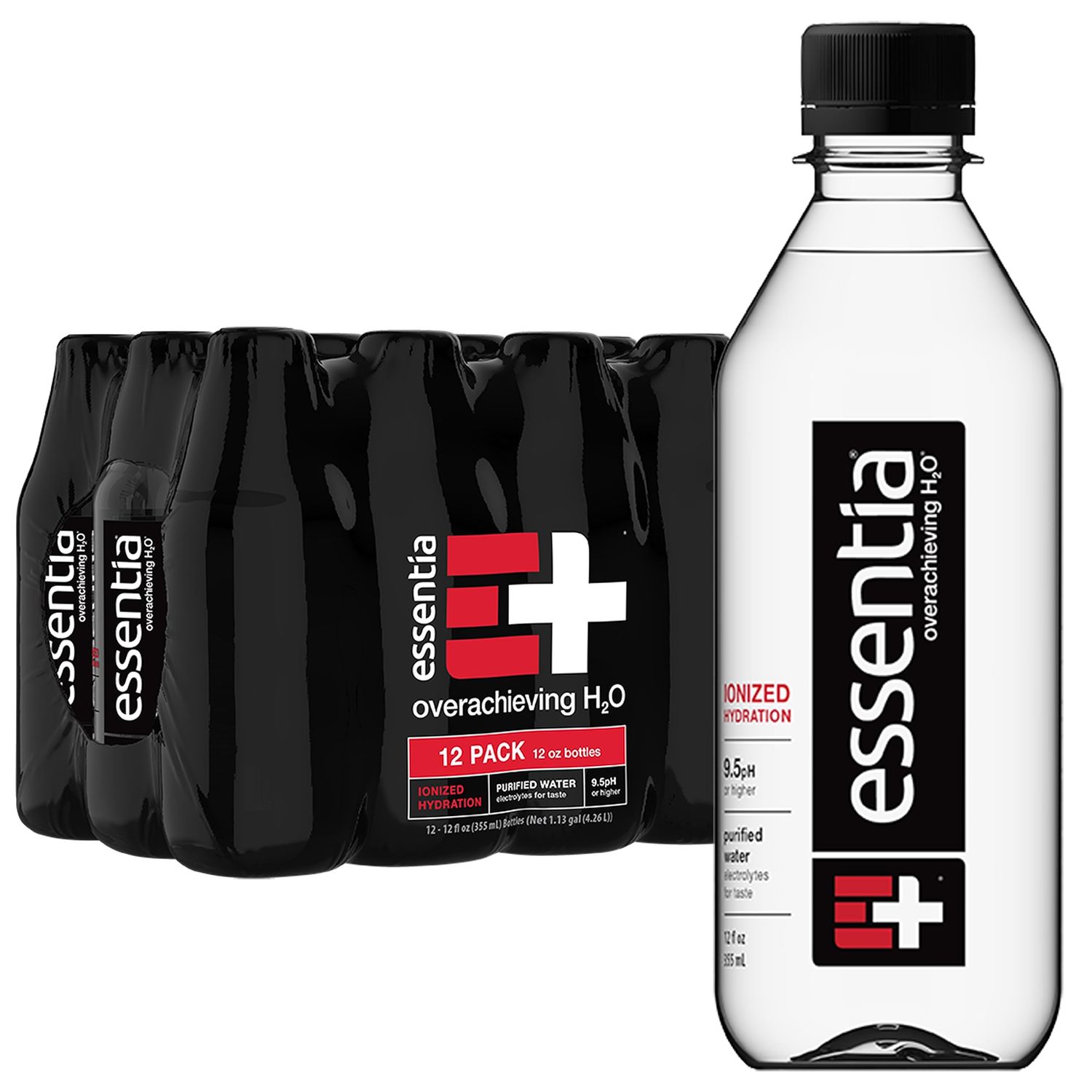Essentia Water LLC; Ionized Alkaline Bottled Water; 99.9% Pure; 9.5 pH or Higher; Consistent Quality in Every BPA and Phthalate-Free Bottle; 12 Fl Oz (Pack of 12)