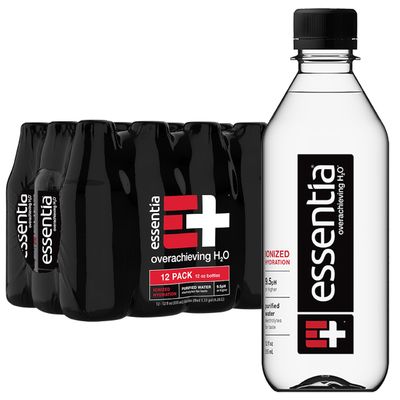 Essentia Water LLC; Ionized Alkaline Bottled Water; 99.9% Pure; 9.5 pH or Higher; Consistent Quality in Every BPA and Phthalate-Free Bottle; 12 Fl Oz (Pack of 12)
