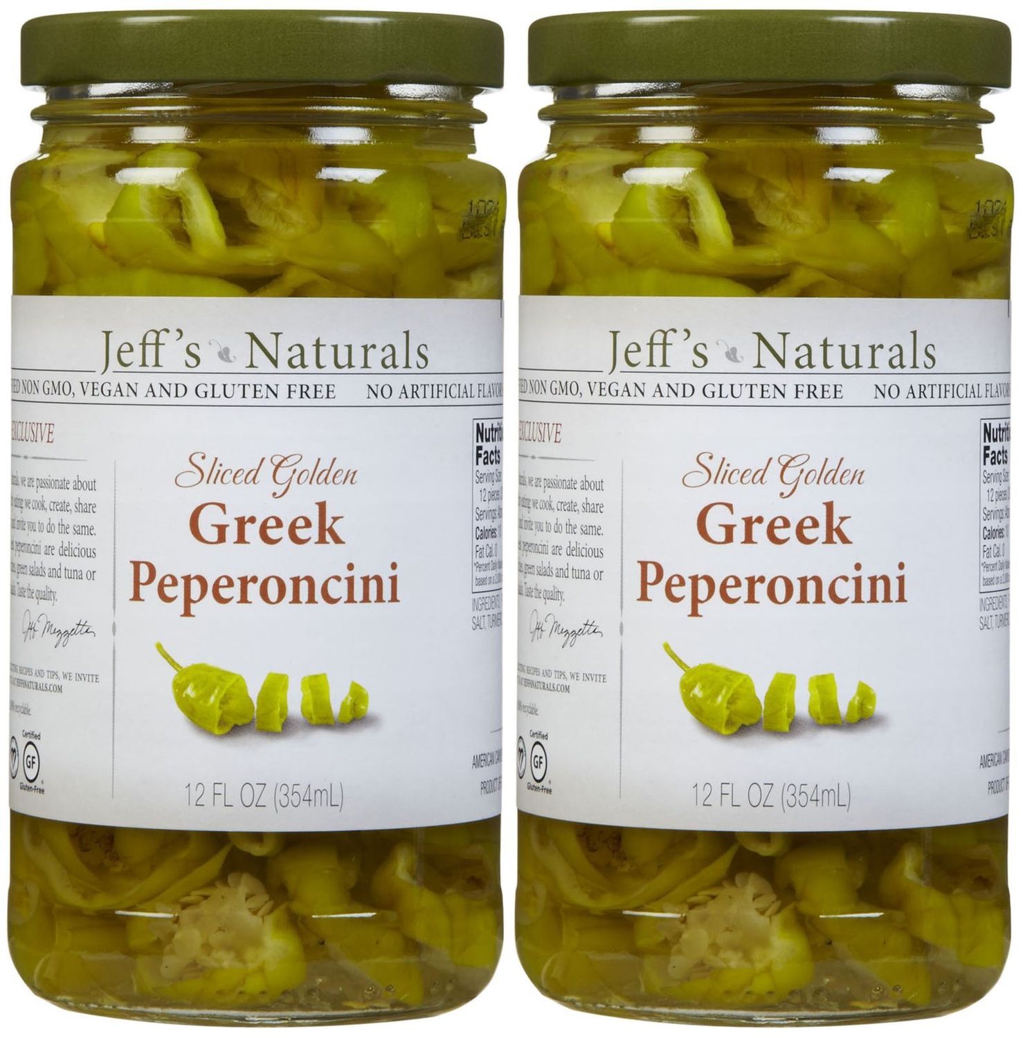 Jeff&#39;s Naturals Sliced Golden Greek Peperoncini - 12 oz - 2 pk