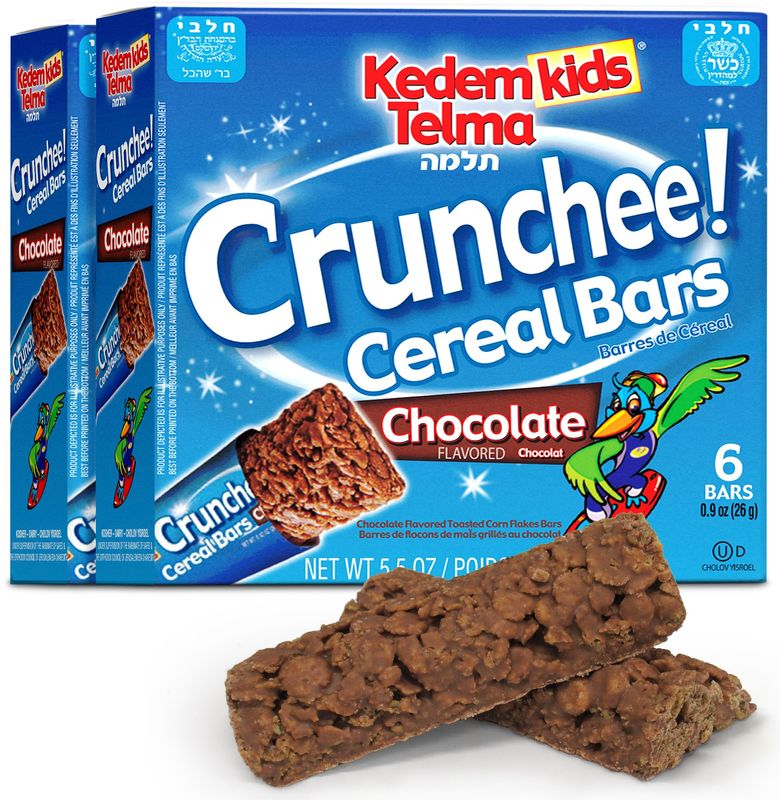 Kedem Kids, Crunchee! Dairy Chocolate Flavored Cereal Bars, 2 Pack (Total 12 Bars) Individually Wrapped, Good Source of Calcium