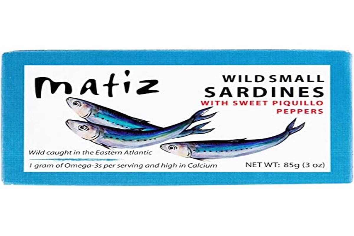 Matiz Sardinillas with Sweet Piquillo Peppers (3 oz.) Wild Caught Off the Coast of Galicia, Baby Sardines