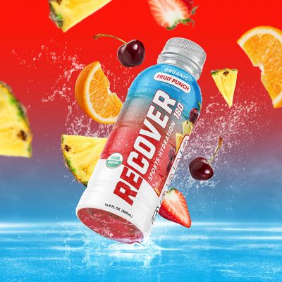 RECOVER 180 Organic Hydration Sports Drink, No Sugar Added, 15 Calorie Sports Beverage, Organic Flavors With Vitamins, Potassium-Packed Electrolytes (16.9 Fl Oz (Pack of 12), Fruit Punch)