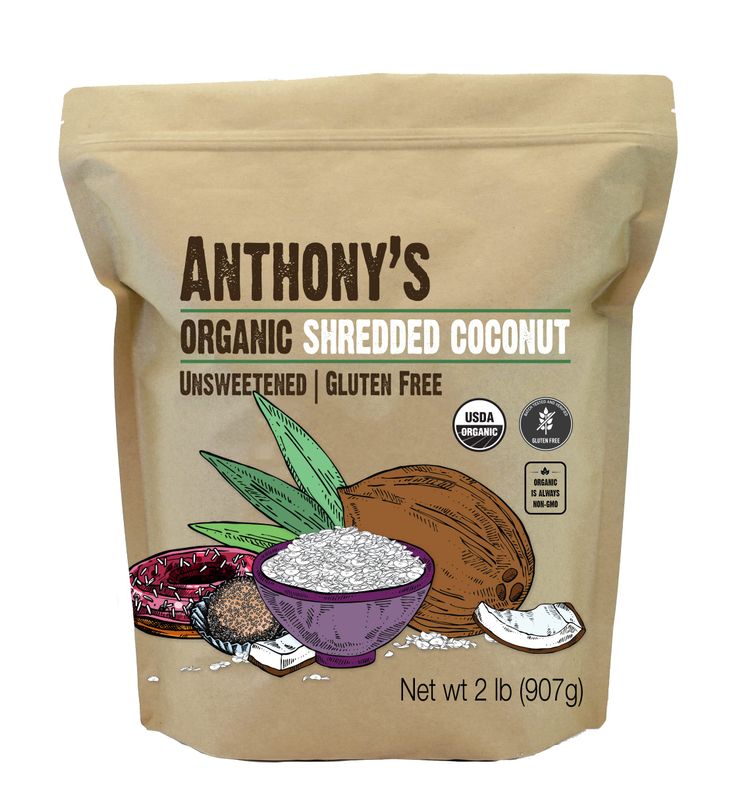 Anthony&#39;s Organic Shredded Coconut, 2 lb, Unsweetened, Gluten Free, Non GMO, Vegan, Keto Friendly