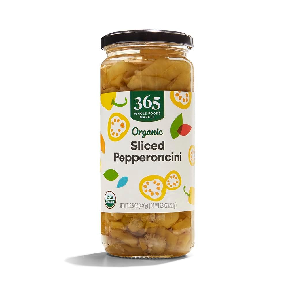 365 by Whole Foods Market, Pepperoncini Sliced Golden Organic, 15.5 Ounce