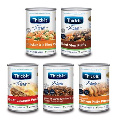 Thick-It Pureed Protein Variety Pack for Dysphagia (IDDSI), Digestible Swallowing Aid, Made with Real Ingredients, Simple-to-Use, 14 &amp; 15 oz Cans (12 Pack)