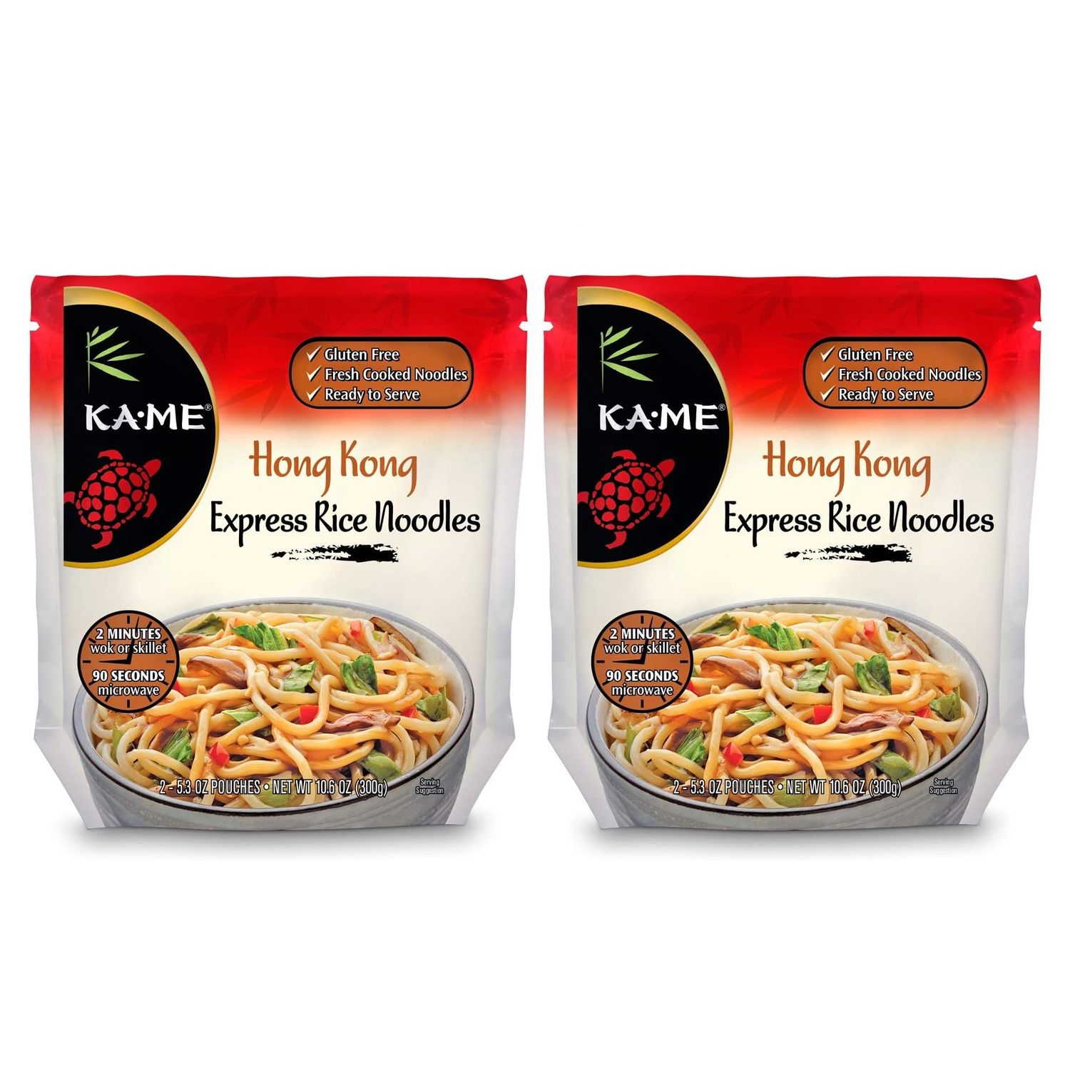 KA-ME Authentic Hong Kong Rice Noodles - Gluten-Free Cantonese Cuisine - Perfect for Stir-Fries and Broths, Includes Noodles, Sauce, Vegetables and Toppings - 10.6oz (Pack of 2)