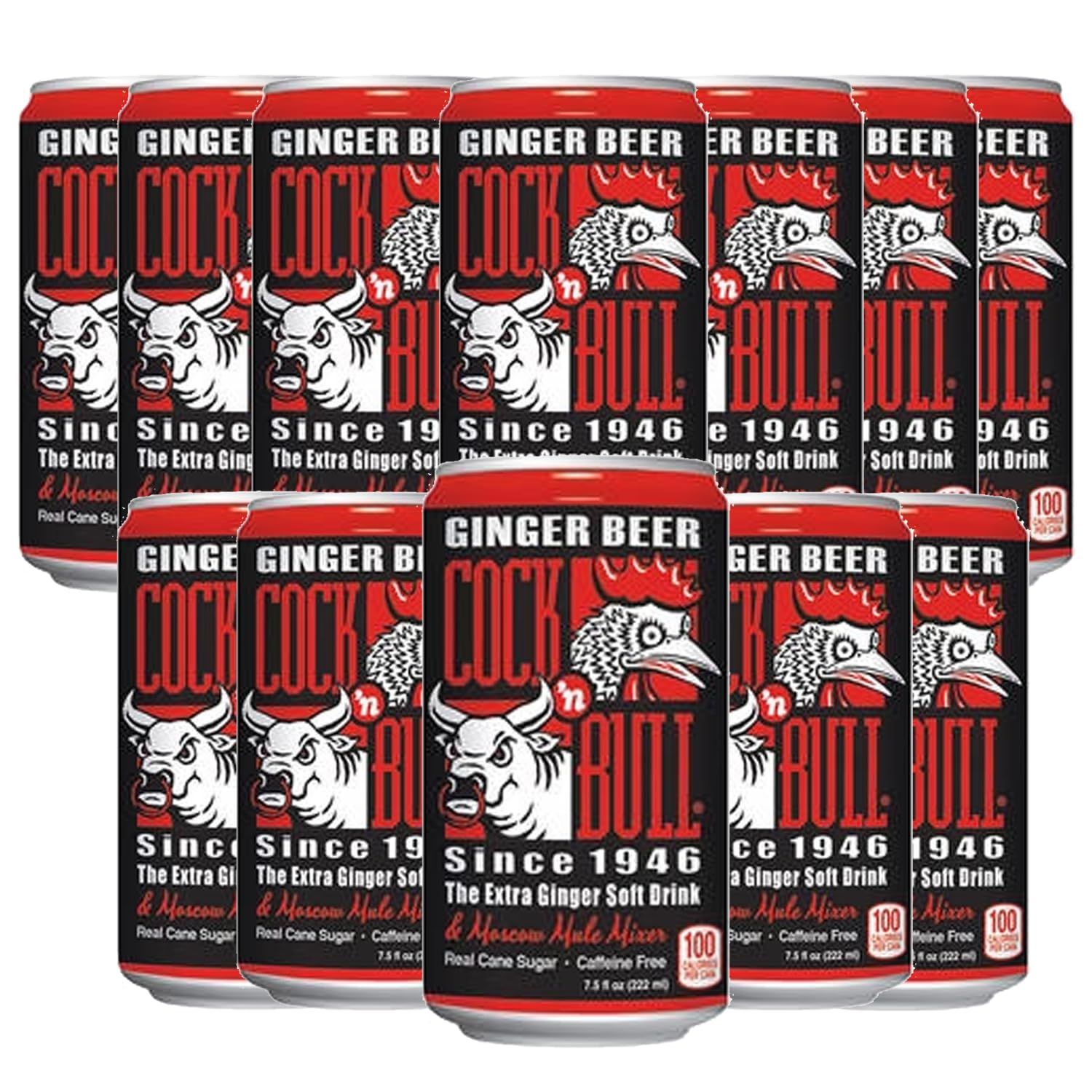 Cock n Bull Ginger Beer 12 Pack 7.5oz Soda Cans - Ideal Mixer for Cocktails, Mocktails, and Bartenders - Premium Quality for Perfect Mixed Drinks - Refreshing Flavor Profile- Made In USA