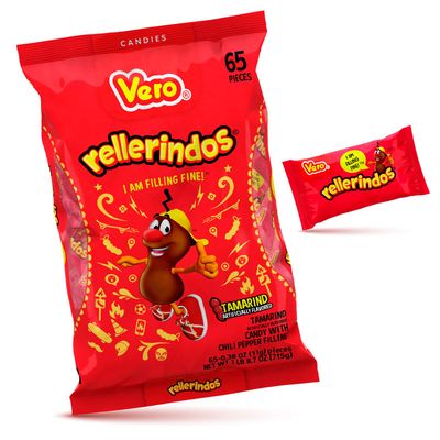 Vero Rellerindos - Tamarind Flavor Hard Candy (65 Units) - Authentic Mexican Candy, Individually Wrapped Hard Candy Pack Perfect for Parties, Piatas, and Snacks