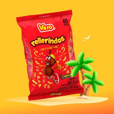 Vero Rellerindos - Tamarind Flavor Hard Candy (65 Units) - Authentic Mexican Candy, Individually Wrapped Hard Candy Pack Perfect for Parties, Piatas, and Snacks