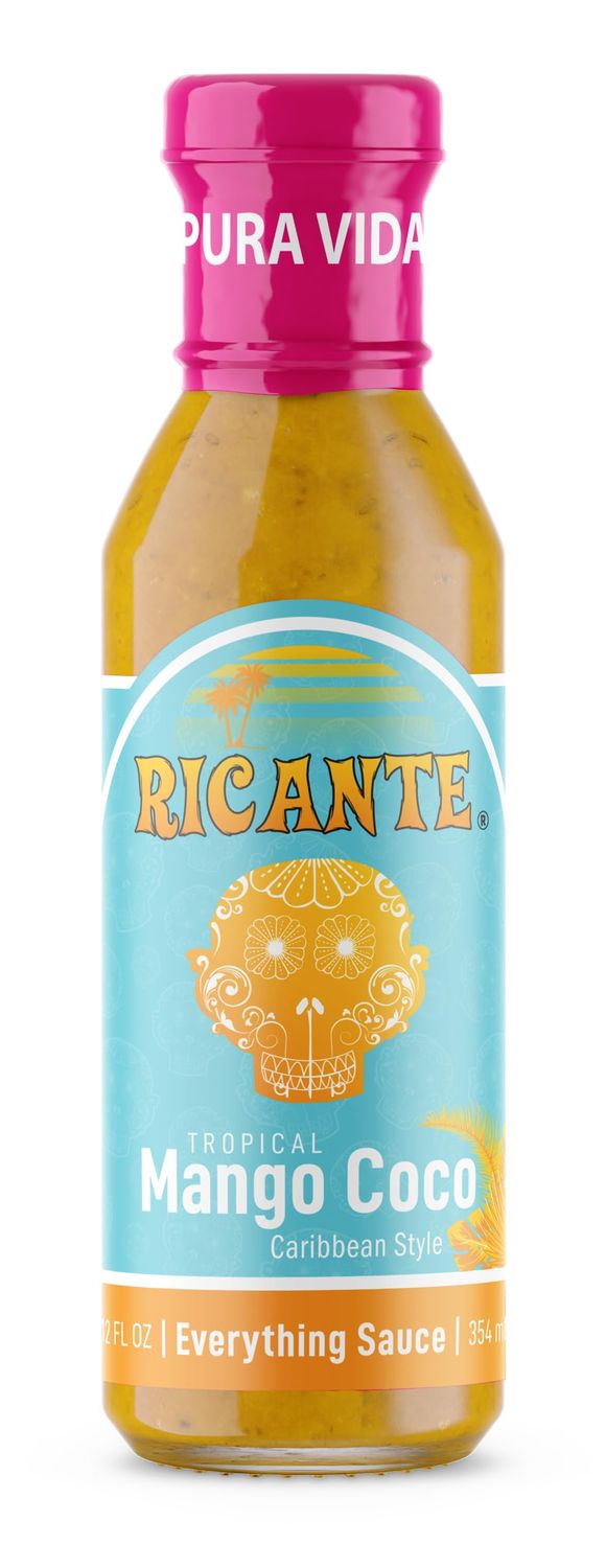 Ricante Tropical Mango Coco Caribbean Style Everything Sauce, Keto and Gluten Friendly, Whole 30 Approved, 12-Ounce Bottle