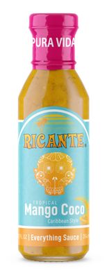 Ricante Tropical Mango Coco Caribbean Style Everything Sauce, Keto and Gluten Friendly, Whole 30 Approved, 12-Ounce Bottle